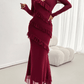 Elegante Slim-Style V-Ausschnitt Kleid mit langen Ärmeln - FreeWave Fashion 