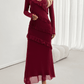 Elegante Slim-Style V-Ausschnitt Kleid mit langen Ärmeln - FreeWave Fashion 