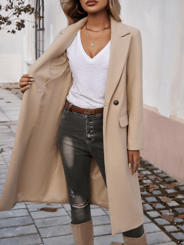 Damen Revers Cardigan Tweed Jacke - FreeWave Fashion 