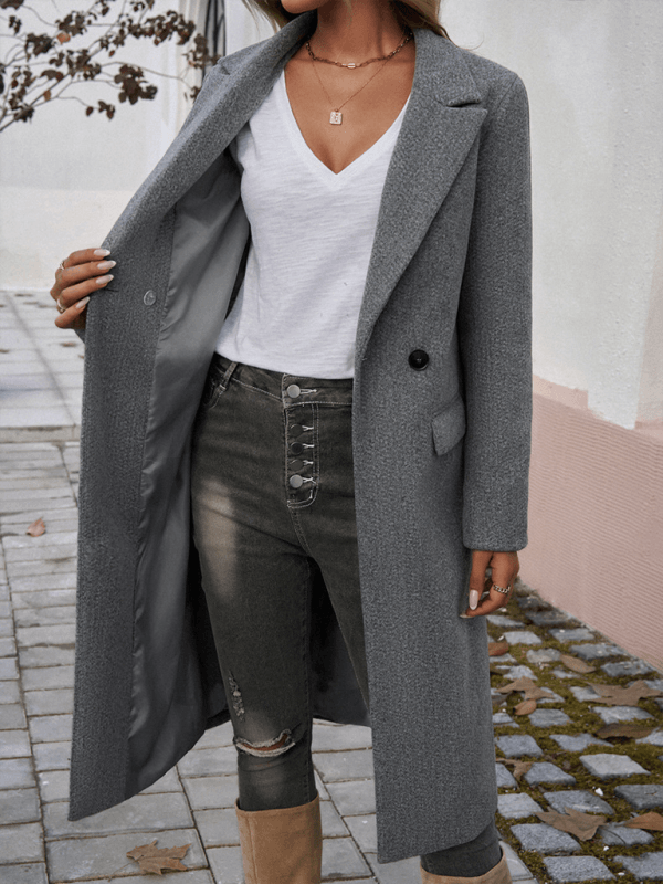 Damen Revers Cardigan Tweed Jacke - FreeWave Fashion 