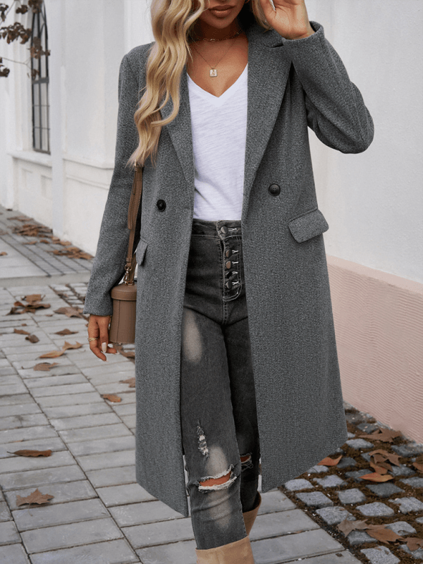 Damen Revers Cardigan Tweed Jacke - FreeWave Fashion 