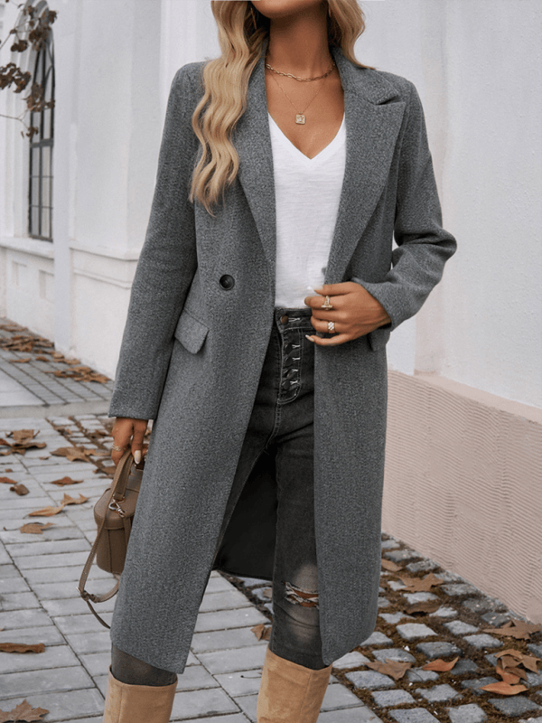 Damen Revers Cardigan Tweed Jacke - FreeWave Fashion 