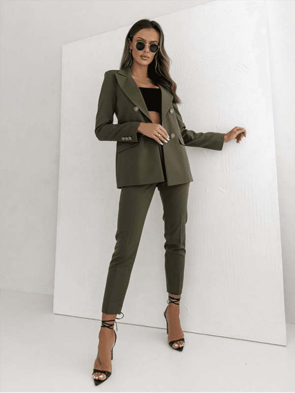 Zweireihiger einfarbiger Modeblazer - FreeWave Fashion 