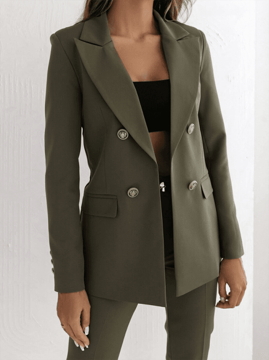 Zweireihiger einfarbiger Modeblazer - FreeWave Fashion 