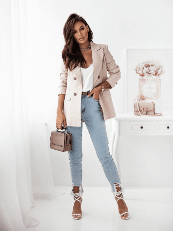 Zweireihiger einfarbiger Modeblazer - FreeWave Fashion 